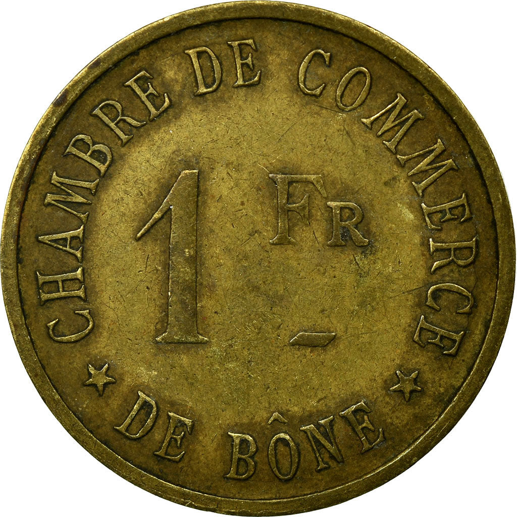 Coin, France, Chambre de Commerce, Bône, 1 Franc, EF(40-45), Brass, Elie:15.3