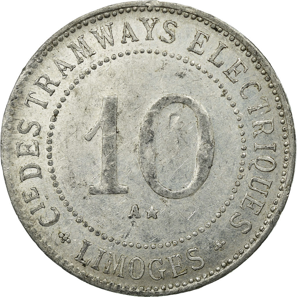 Münze, Frankreich, Compagnie des Tramways Electriques, Limoges, 10 Centimes