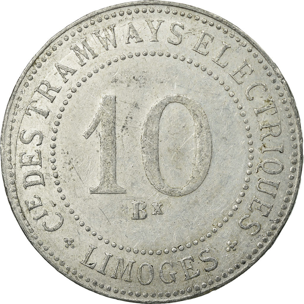 Monnaie, France, Compagnie des Tramways Electriques, Limoges, 10 Centimes, TTB+