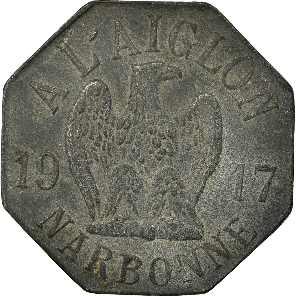 Coin, France, A l'Aiglon, Narbonne, 25 Centimes, 1917, EF(40-45), Zinc