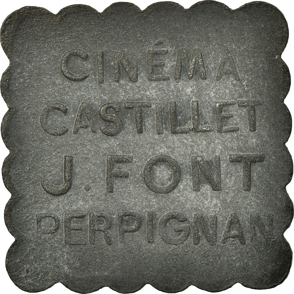 Coin, France, Cinéma Castillet, J. FONT, Perpignan, 5 Centimes, 1917-1921