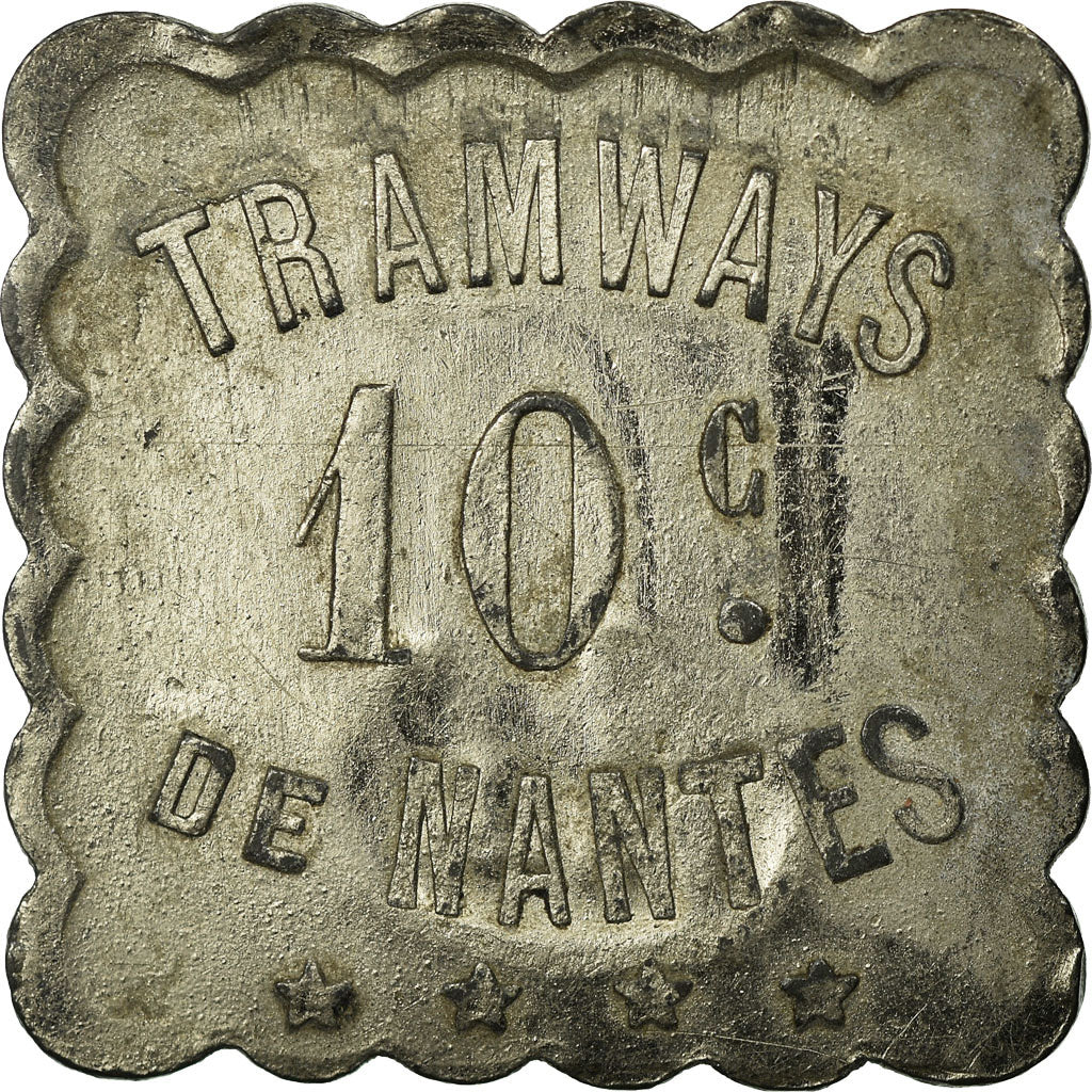 Moneta, Francia, Tramways, Nantes, 10 Centimes, BB+, Nickel plated zinc