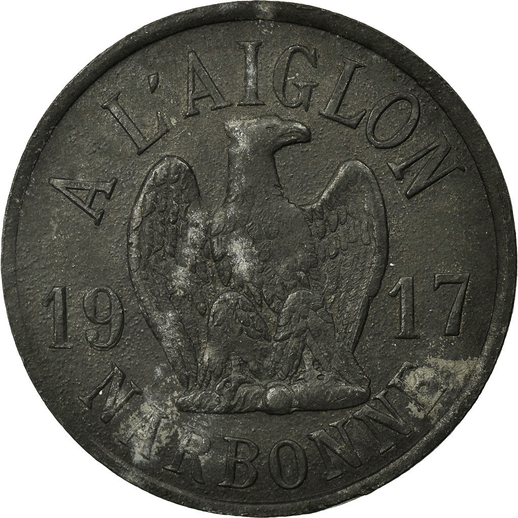 Moneda, Francia, A l'Aiglon, Narbonne, 5 Centimes, 1917, MBC, Cinc, Elie:15.3