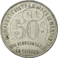 Moneta, Francja, Compagnie des Tramways, Nantes, 50 Centimes, AU(50-53)
