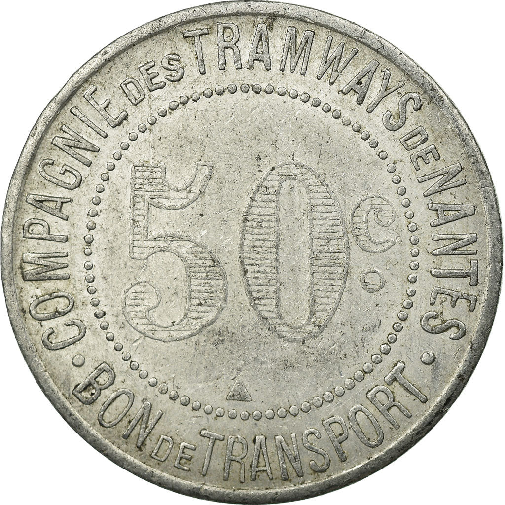 Moneta, Francja, Compagnie des Tramways, Nantes, 50 Centimes, AU(50-53)