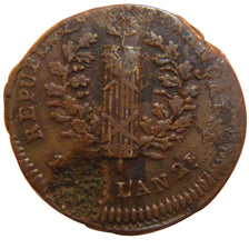 FRANCE, 2 Sols, VF(20-25), Bronze, Gadoury #66a, 6.00