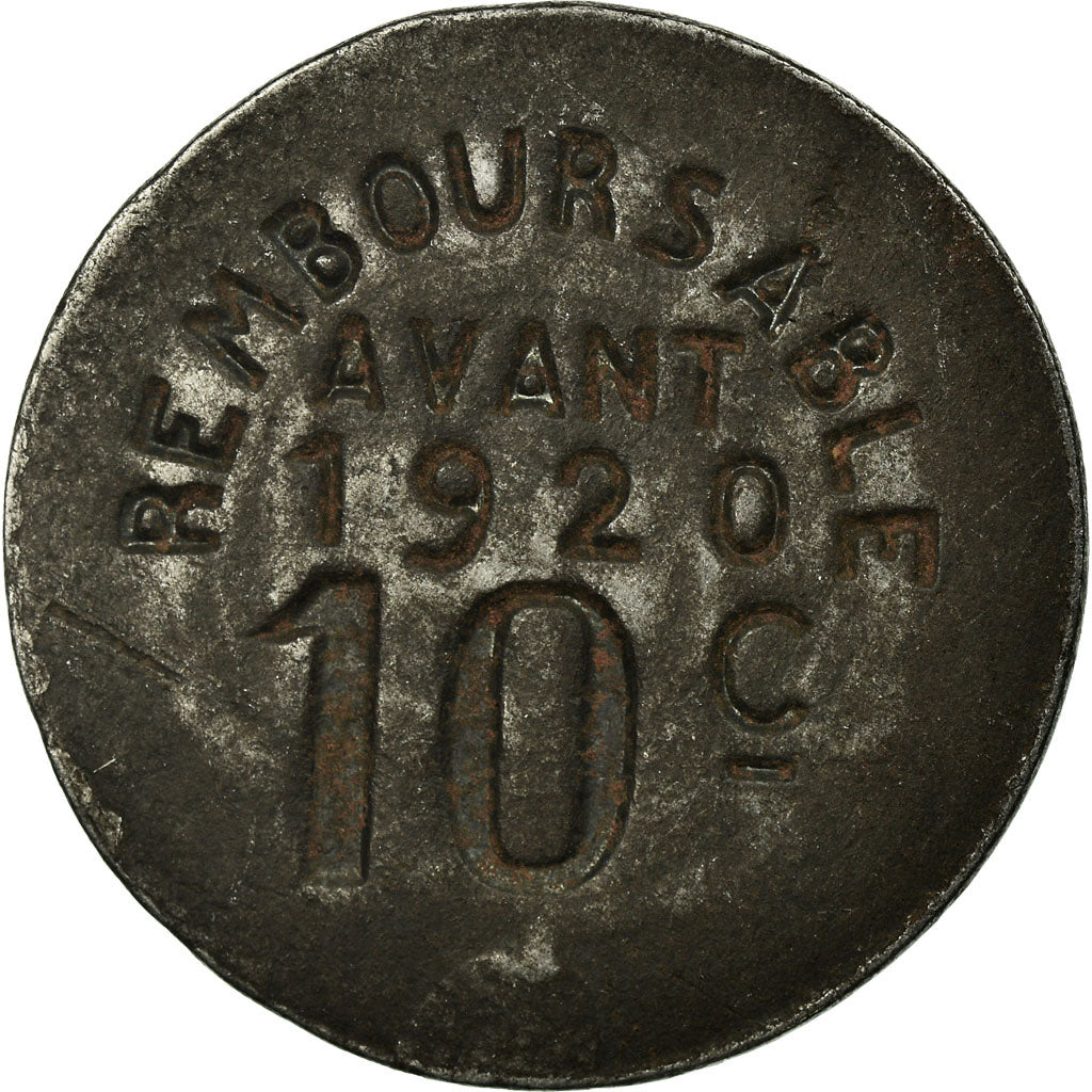 Munten, Frankrijk, Union Fuméloise, Fumel, 10 Centimes, 1917, ZF, Iron