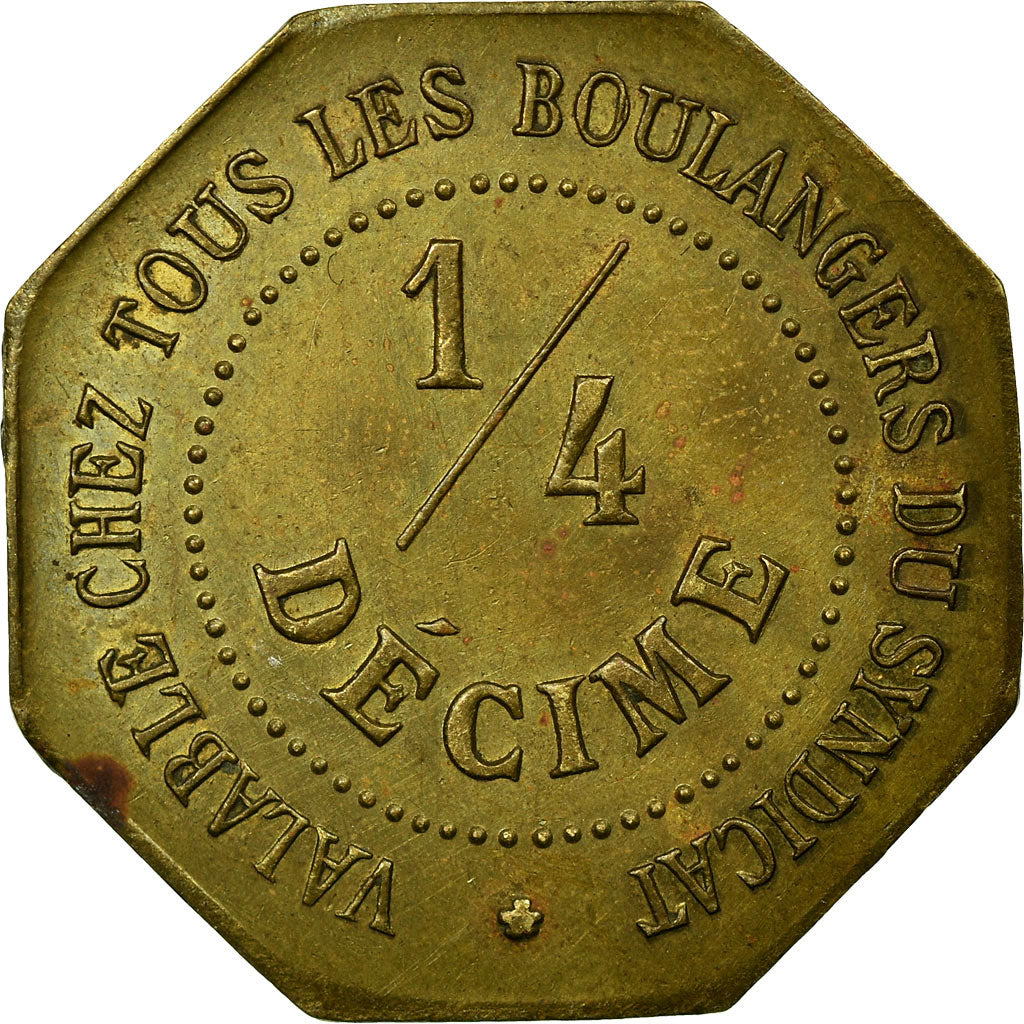Moneda, Francia, Chambre Syndicale des Patrons Boulangers, Nantes, 1/4 Decime