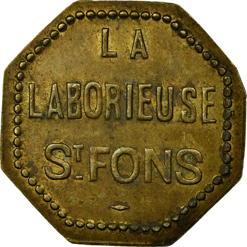 Monnaie, France, La Laborieuse, Saint-Fons, 10 Centimes, TTB, Laiton, Elie:15.2