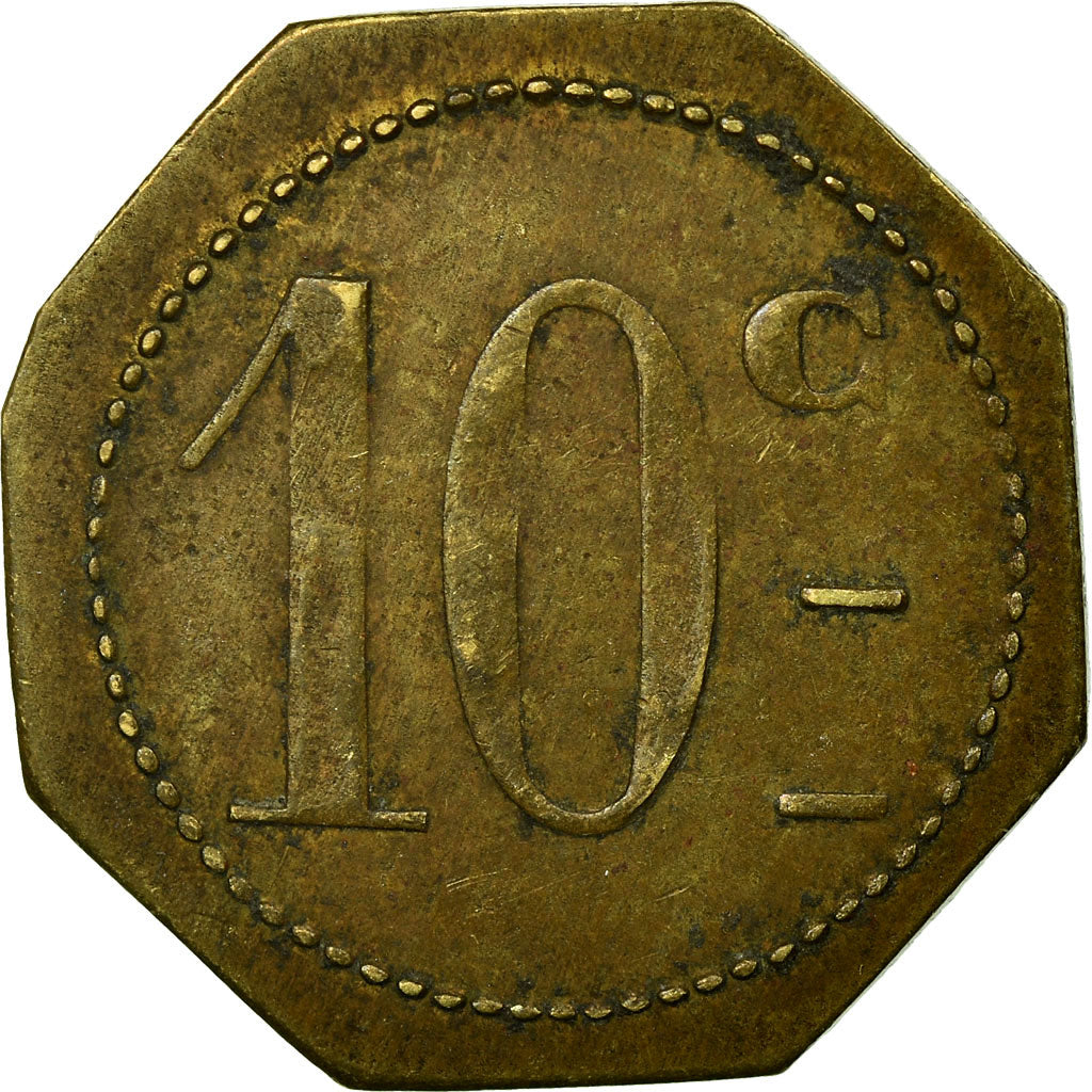 Monnaie, France, La Laborieuse, Saint-Fons, 10 Centimes, TTB, Laiton, Elie:15.2