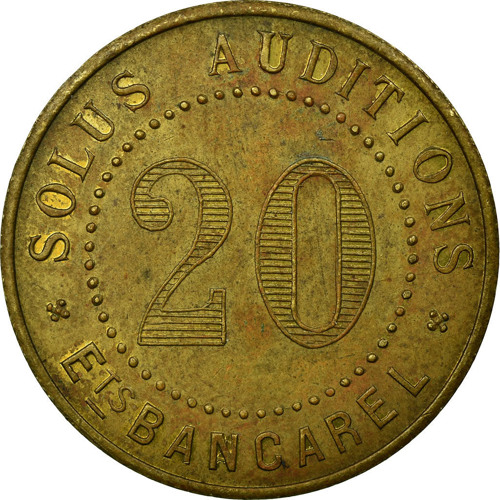 Monnaie, France, Solus Auditions, Ets BANCAREL, Paris, 20 Centimes, SUP, Laiton