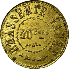 Moneta, Francia, Brasserie FAURE, Lyon, 40 Centimes, BB+, Ottone, Elie:B225.2