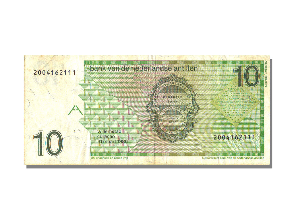 Billet, Netherlands Antilles, 10 Gulden, 1986, 1986-03-31, KM:23a, TTB+