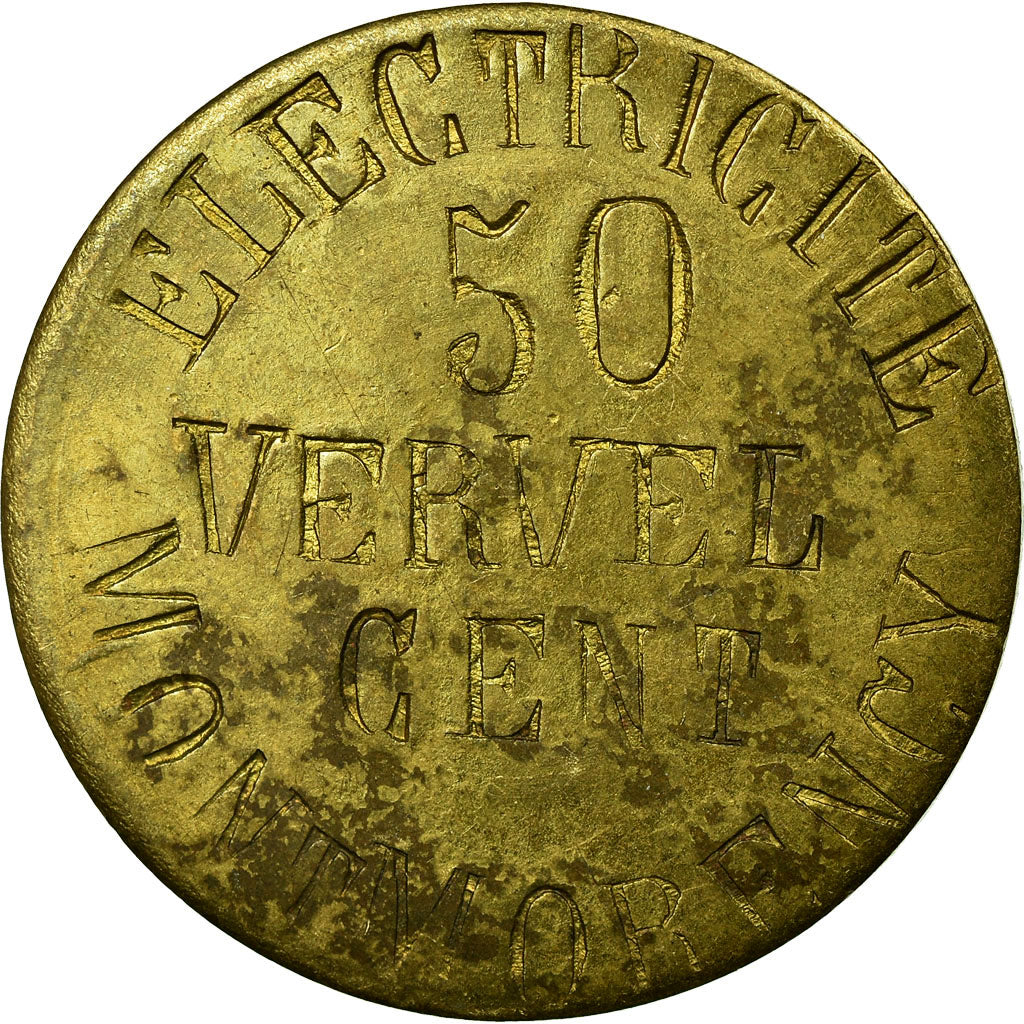 Moneta, Francia, Electricité VERVEL, Montmorency, 50 Centimes, BB+, Ottone