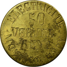 Moneta, Francia, Electricité VERVEL, Montmorency, 50 Centimes, BB+, Ottone