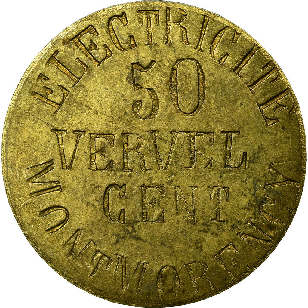 Moneta, Francia, Electricité VERVEL, Montmorency, 50 Centimes, BB+, Ottone
