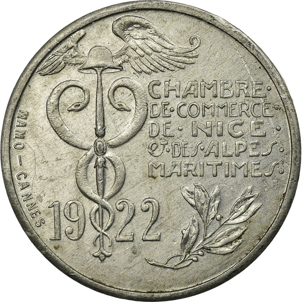 Coin, France, Chambre de Commerce, Nice, 10 Centimes, 1922, AU(50-53)