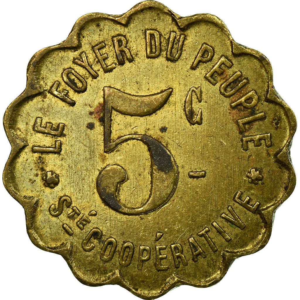 Coin, France, Foyer du Peuple, Société Coopérative, Saint-Ouen, 5 Centimes
