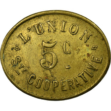 Monnaie, France, Société Coopérative l'Union, Amiens, 5 Centimes, TTB