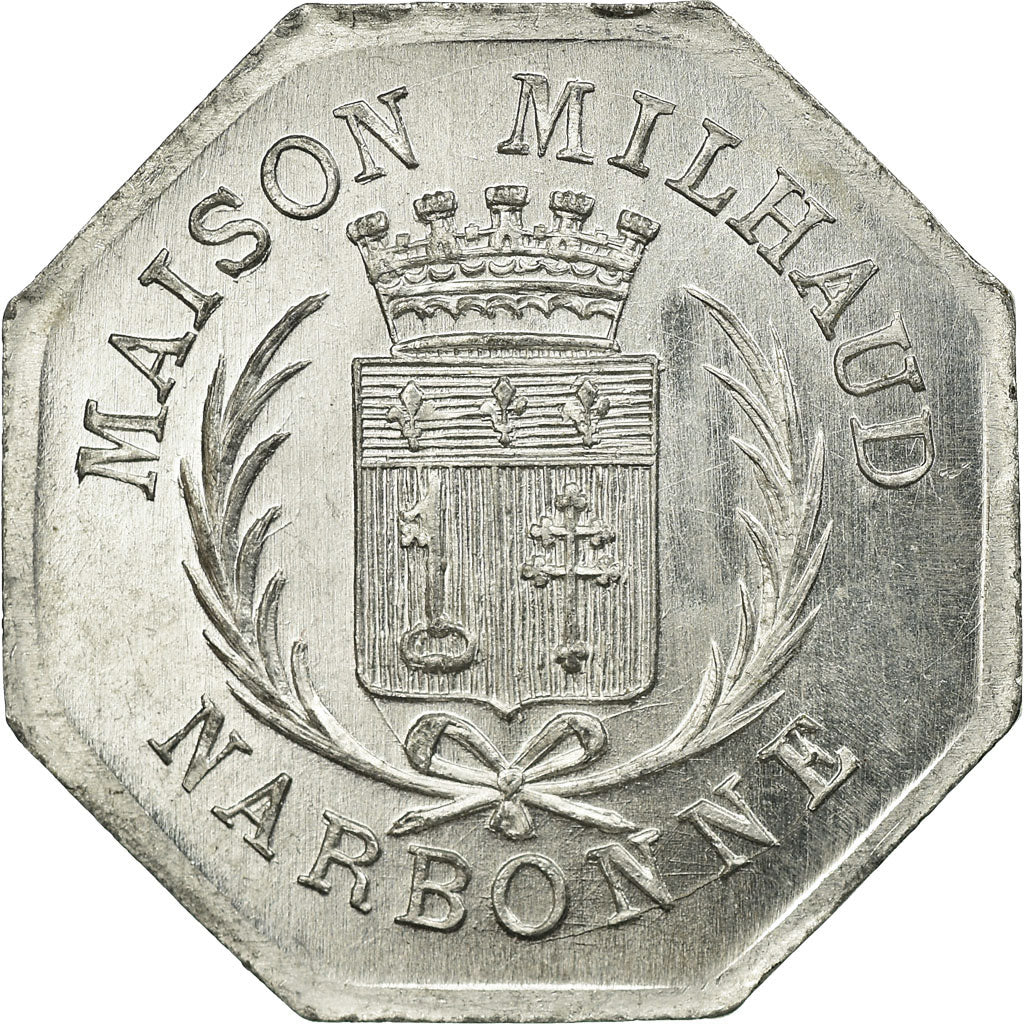Coin, France, Maison MILHAUD, Narbonne, 10 Centimes, 1917, MS(63), Aluminium
