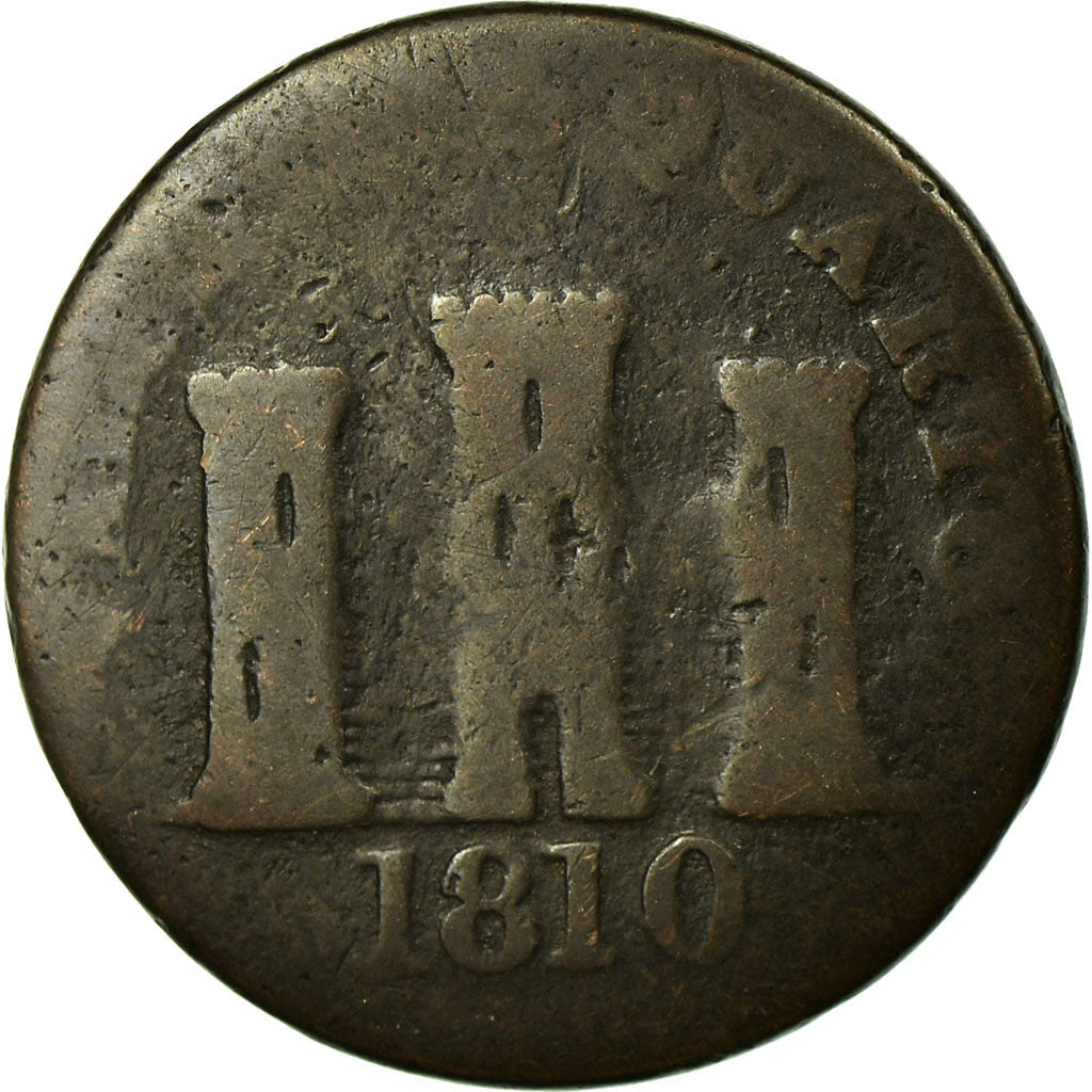Coin, Gibraltar, Quarto, 1810, F(12-15), Copper, KM:Tn3.2