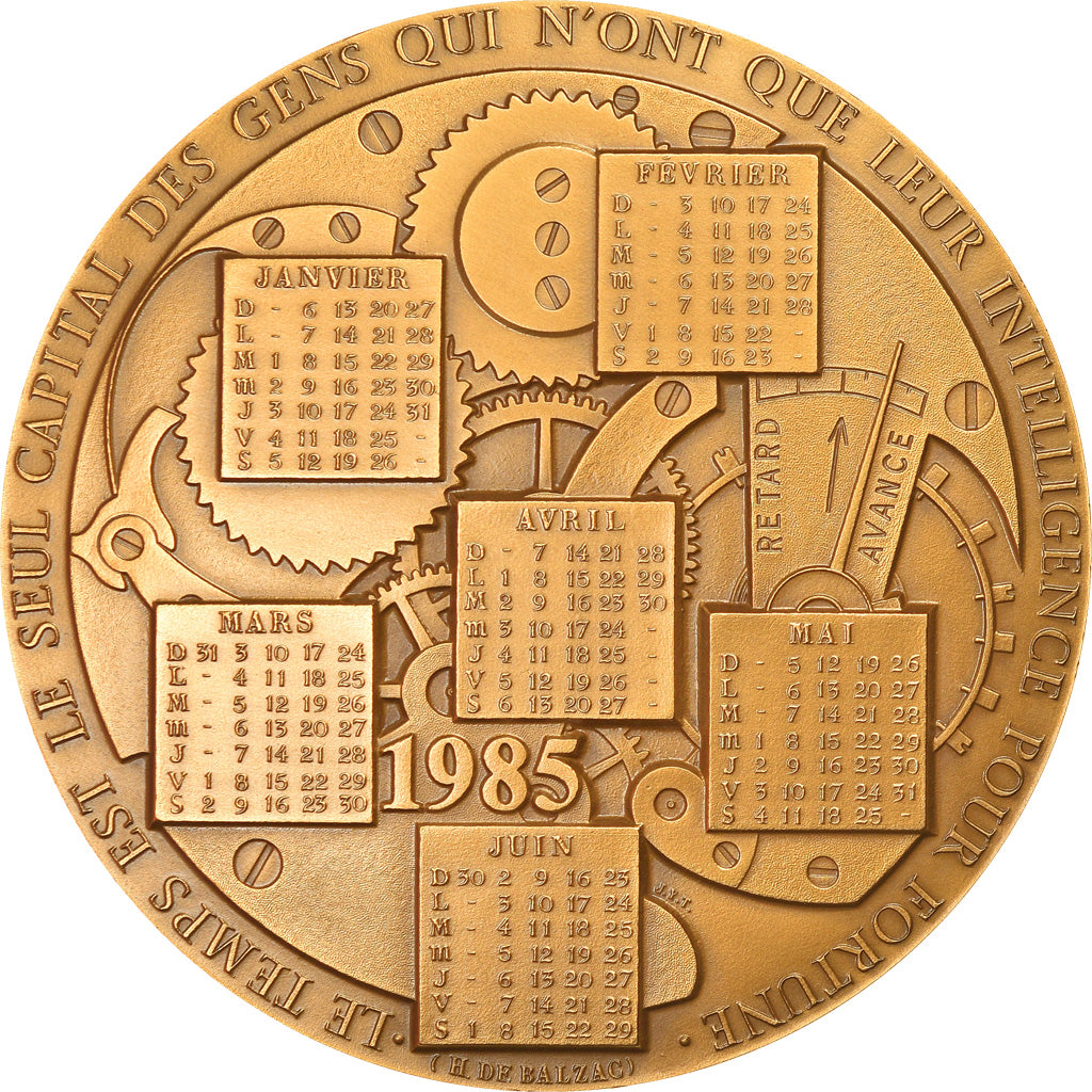 France, Medal, Calendrier, Astronomie, 1985, MS(65-70), Bronze
