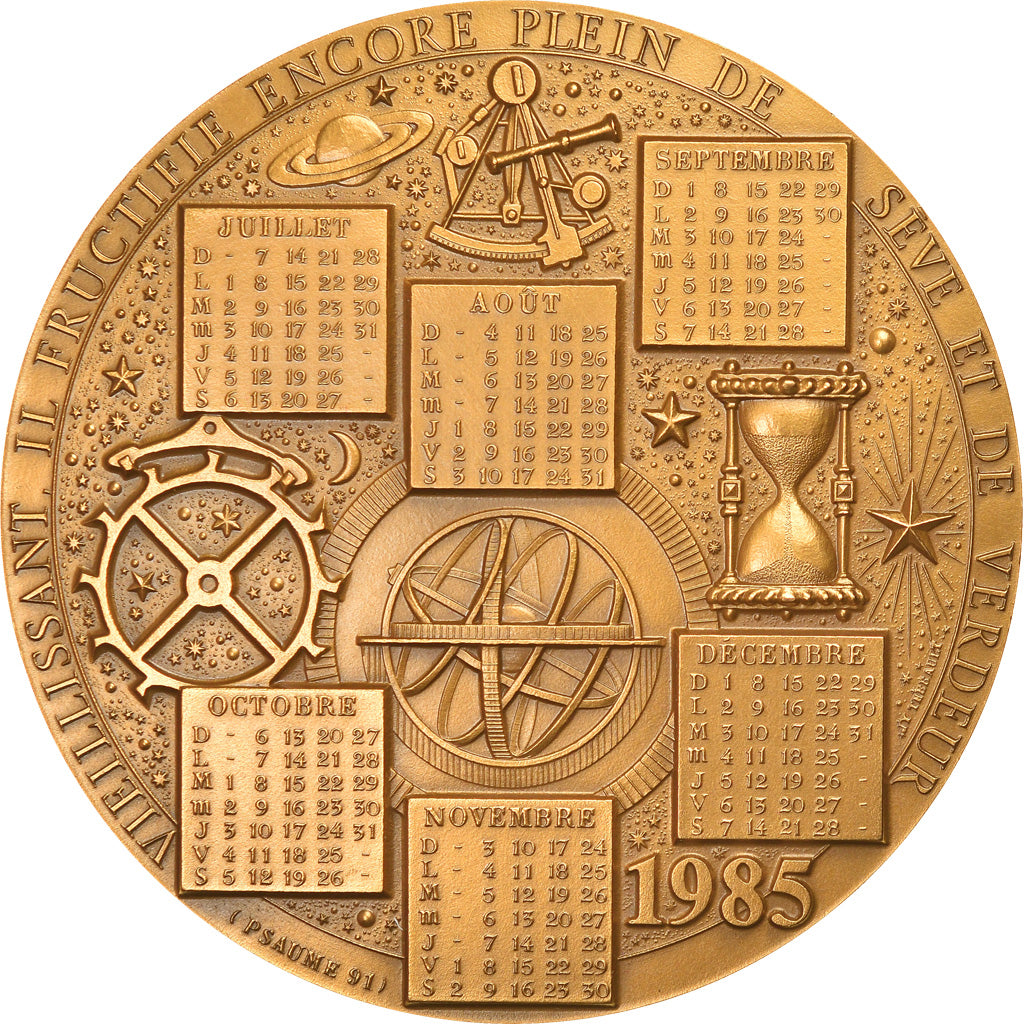 France, Medal, Calendrier, Astronomie, 1985, MS(65-70), Bronze