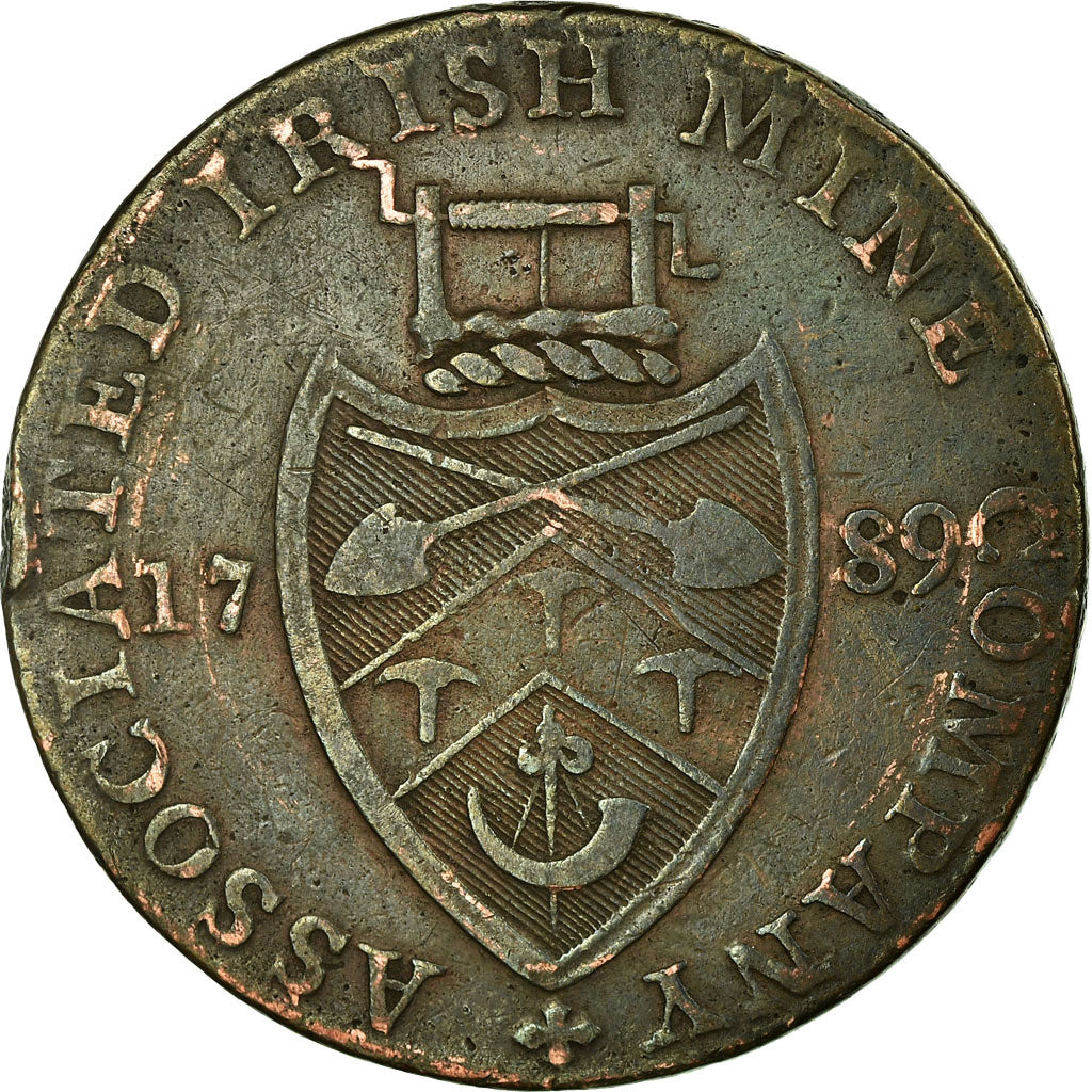 Moneta, Irlanda, Wicklow, Halfpenny Token, 1789, Cronebane, MB+, Rame