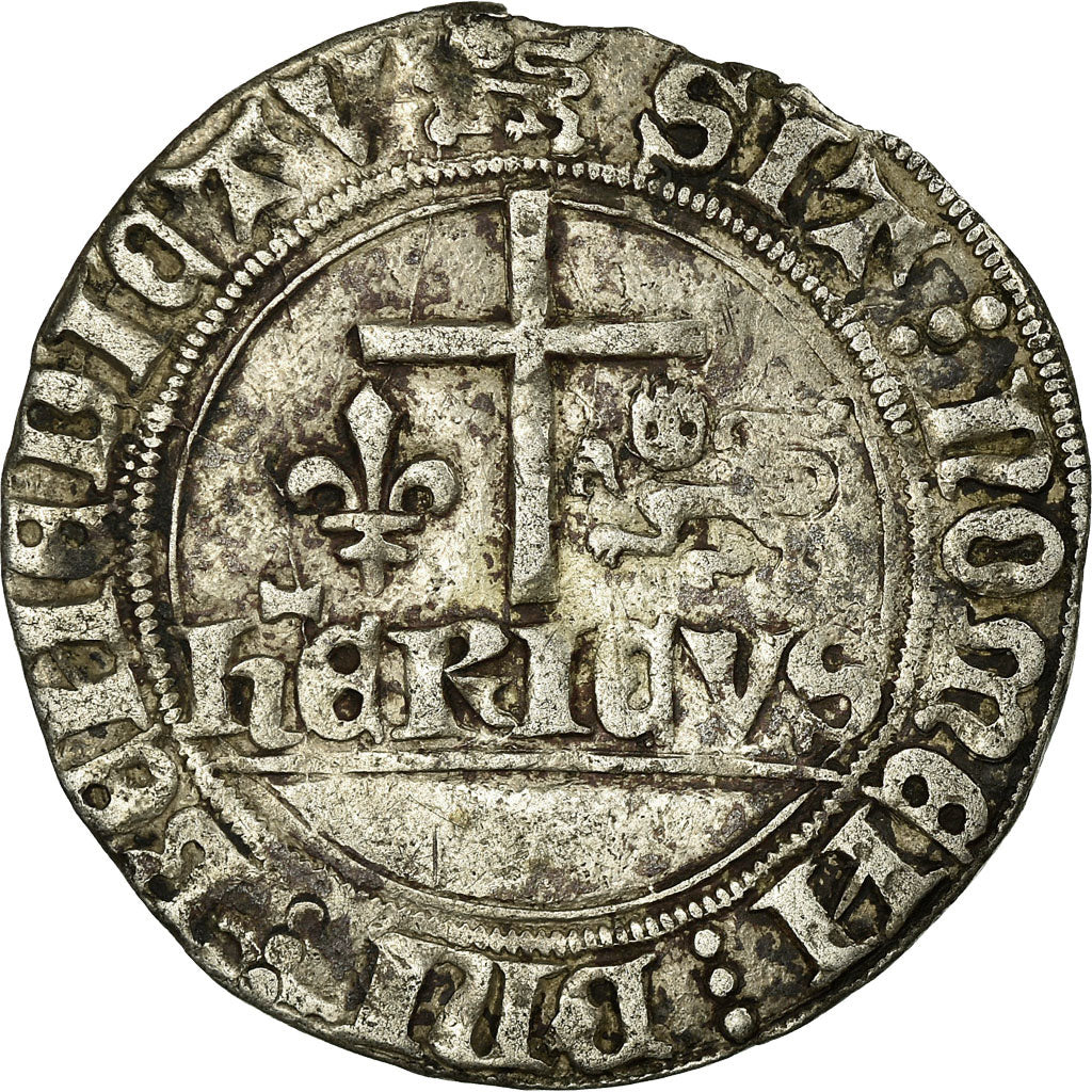 Coin, France, Henri VI, Blanc aux Écus, Rouen, EF(40-45), Billon, Duplessy:445