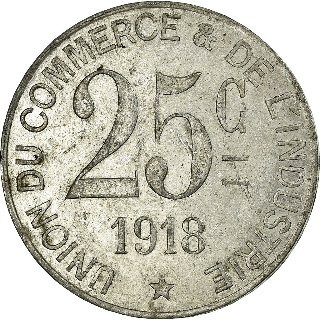 Coin, France, Union du Commerce et de l'Industrie, Poissy, 25 Centimes, 1918