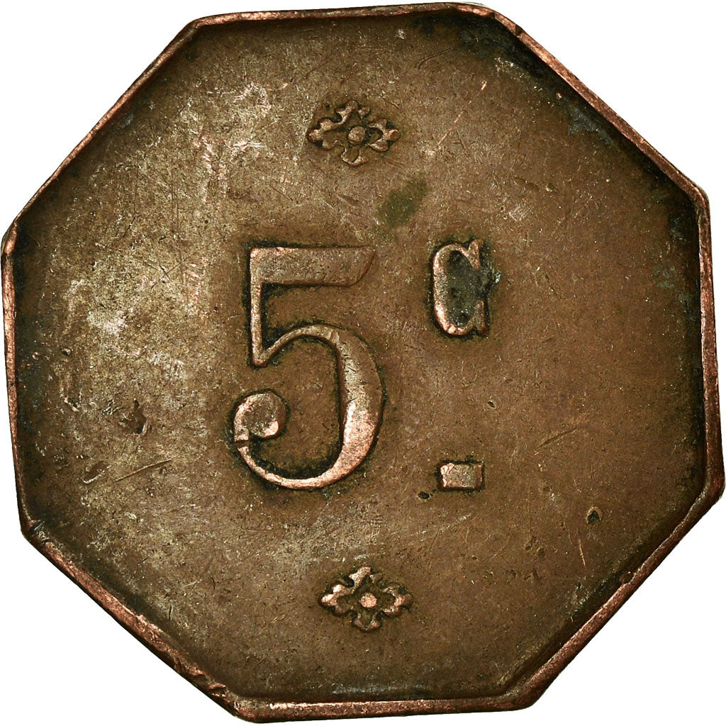 Moneta, Francia, Société Coopérative La Ruche, Digoin, 5 Centimes, BB, Rame