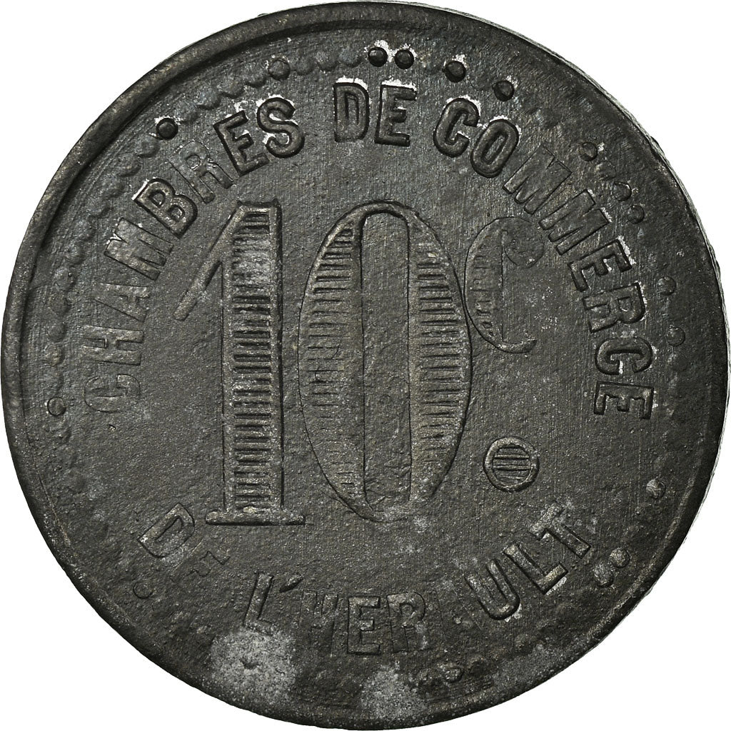 Münze, Frankreich, Chambres de Commerce de l'Hérault, 10 Centimes, SS+, Zinc