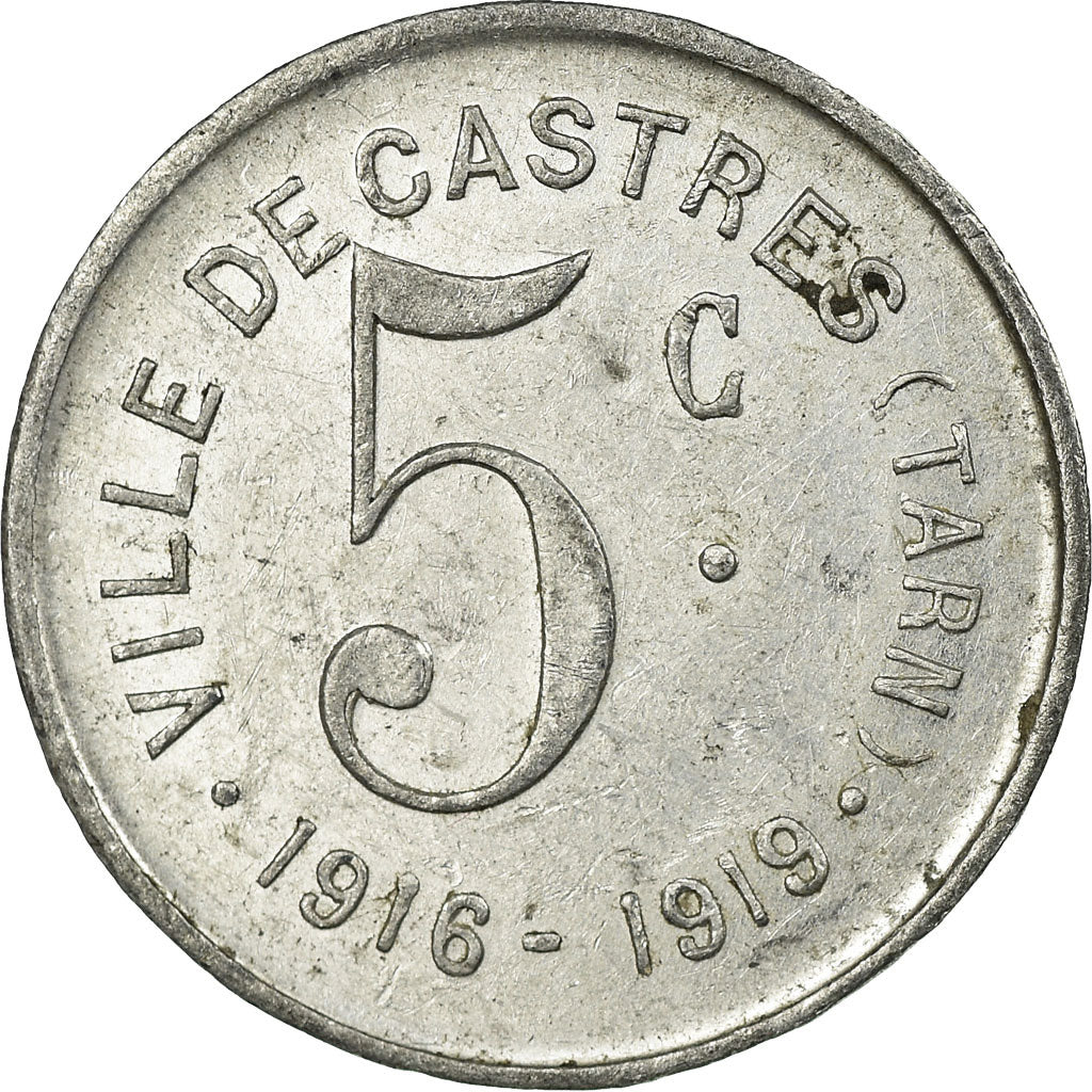 Coin, France, Ville de Castres, Castres, 5 Centimes, 1916-1919, EF(40-45)