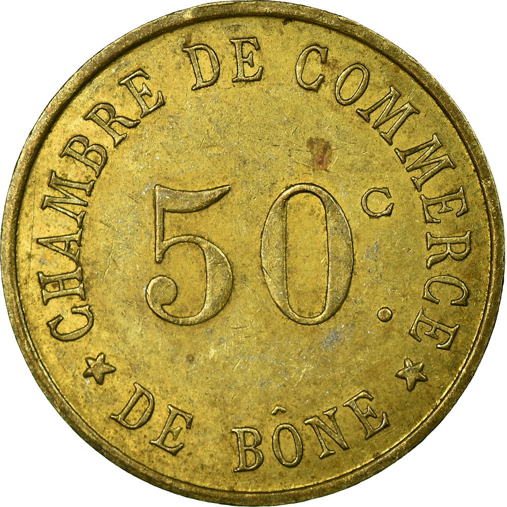 Coin, France, Chambre de Commerce, Bône, 50 Centimes, EF(40-45), Brass