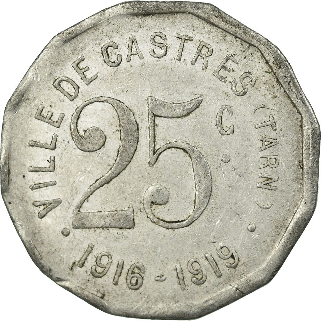 Moneta, Francia, Ville de Castres, Castres, 25 Centimes, 1916-1919, BB
