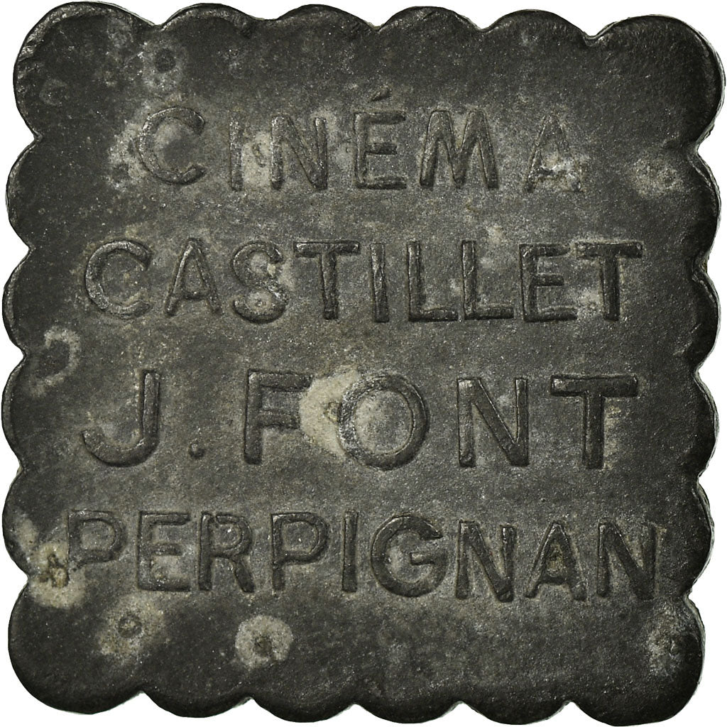 Coin, France, Cinéma Castillet, J. FONT, Perpignan, 5 Centimes, 1917-1921