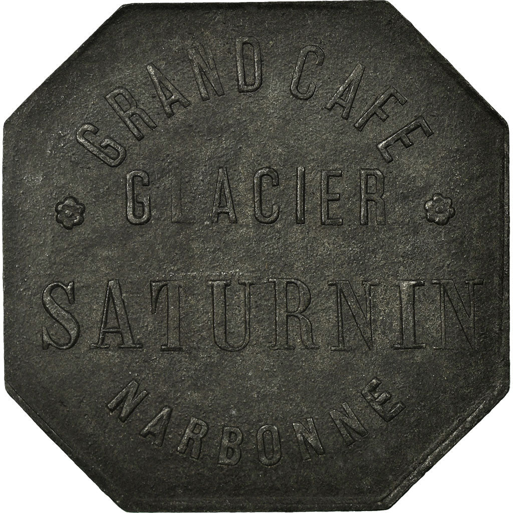 Moneda, Francia, Grand Café Glacier, SATURNIN, Narbonne, 10 Centimes, MBC+