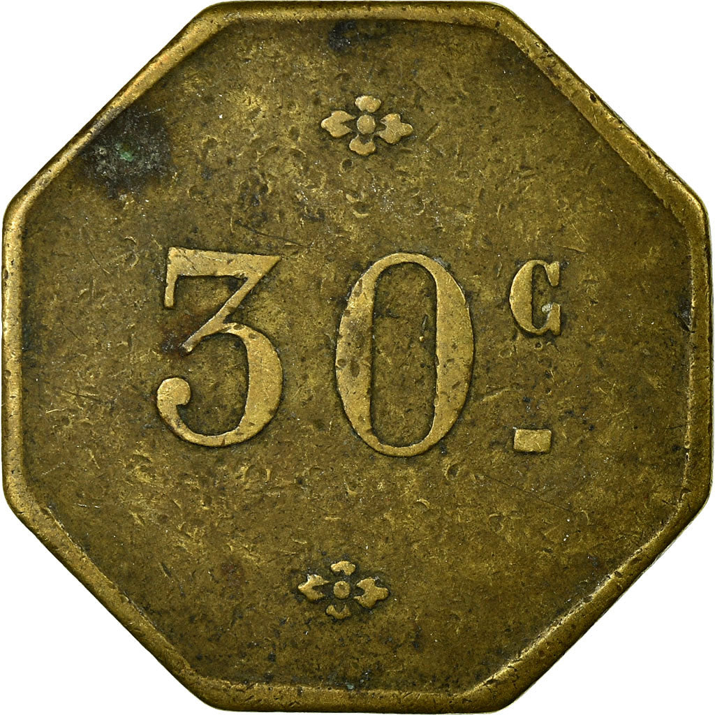 Münze, Frankreich, Grande Brasserie Lorraine, Nancy, 30 Centimes, SS, Messing
