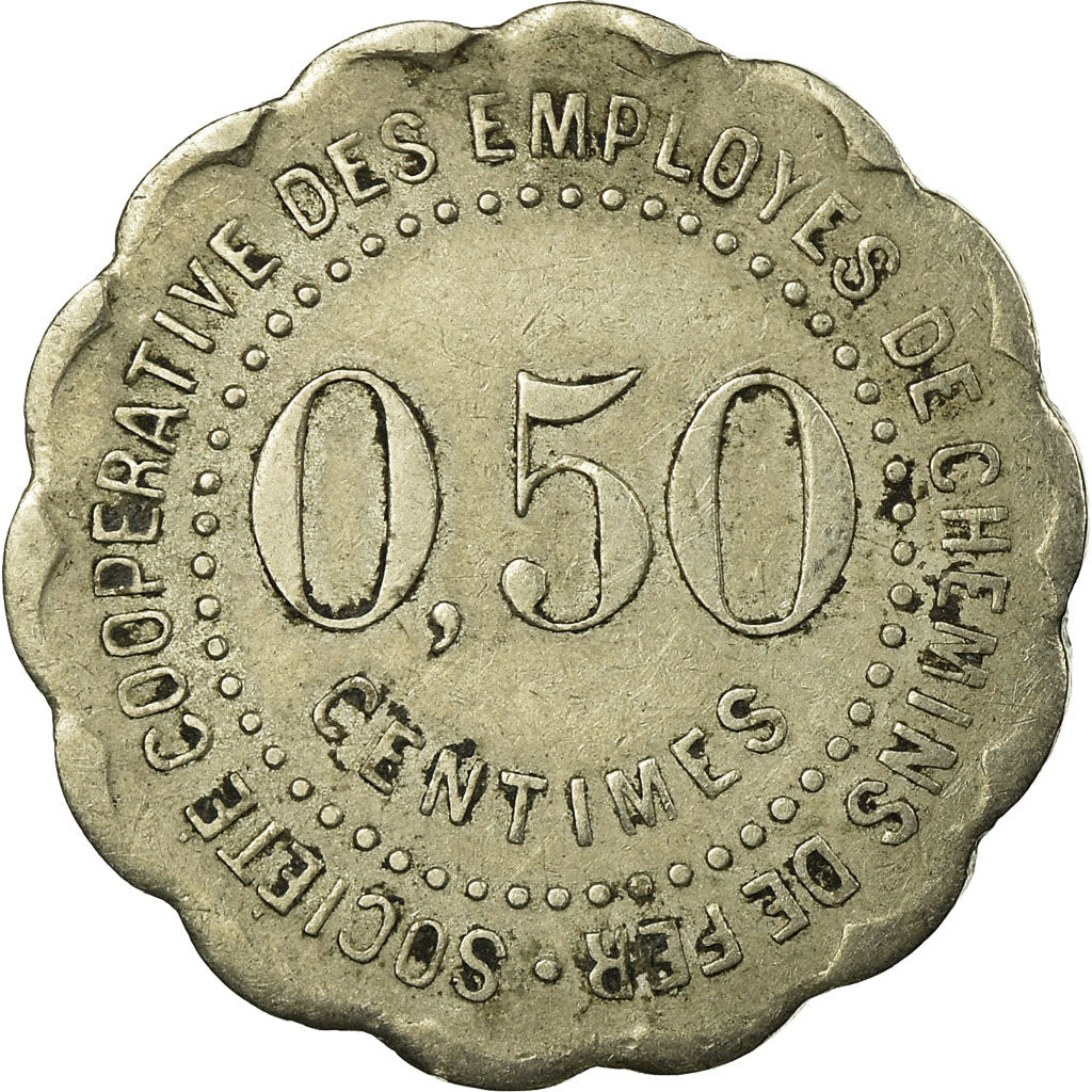 Moneda, Francia, Soc. Coop. des Employés de Chemin de Fer, Vesoul, 0.50