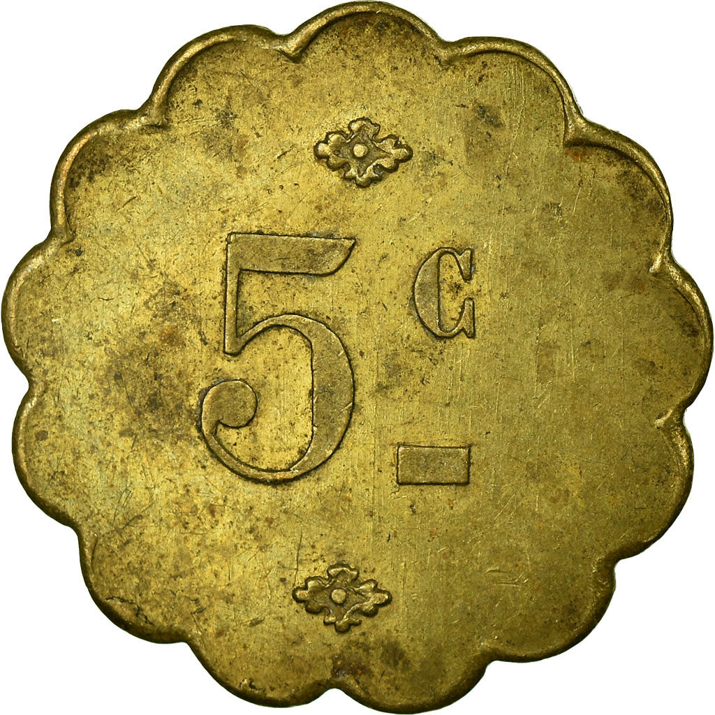 Munten, Frankrijk, Grand Hôtel Franklin, Saint-Malo, 5 Centimes, ZF+, Tin