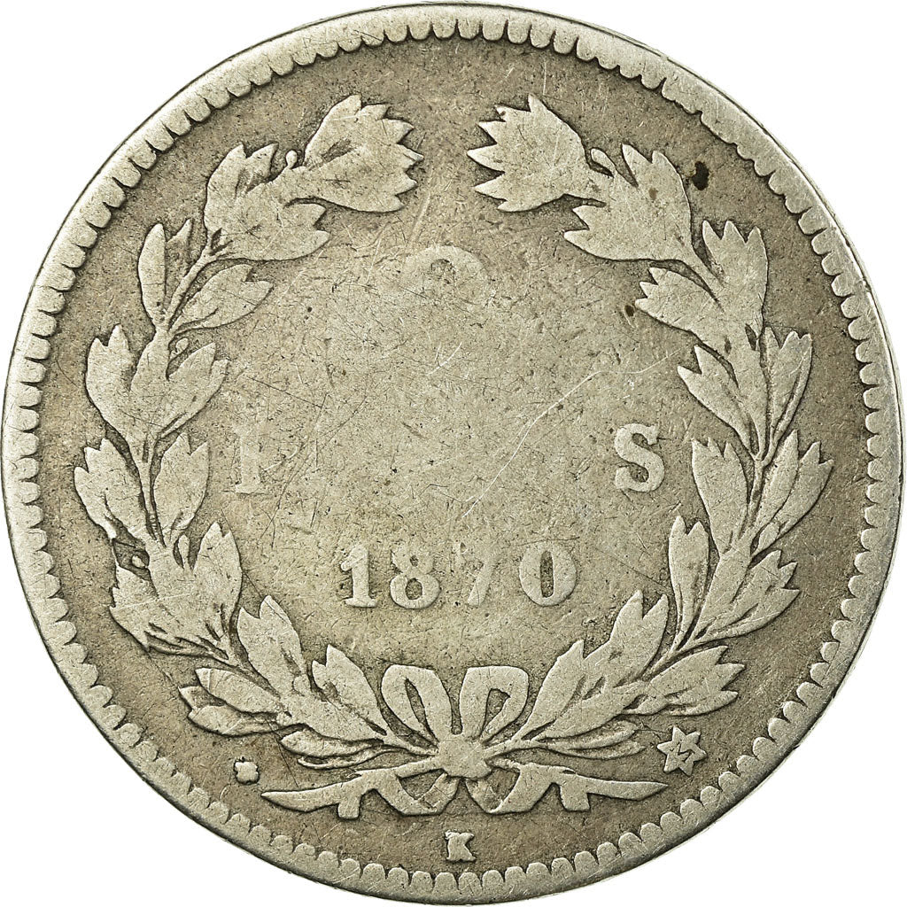 Coin, France, Cérès, 2 Francs, 1870, Bordeaux, F(12-15), Silver, KM:816.2