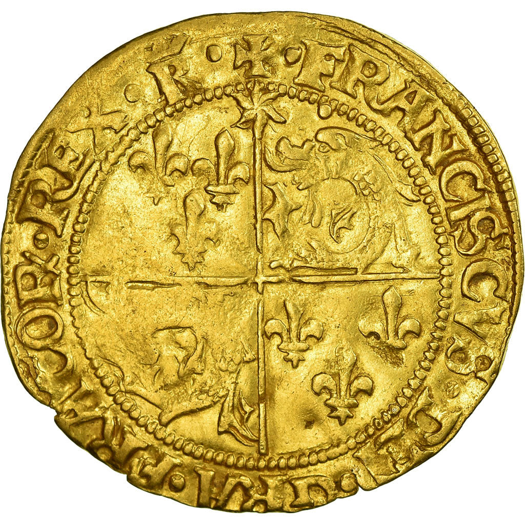 Moeda, França, Dauphiné, François Ier, Écu d'or au soleil, 1519, Romans