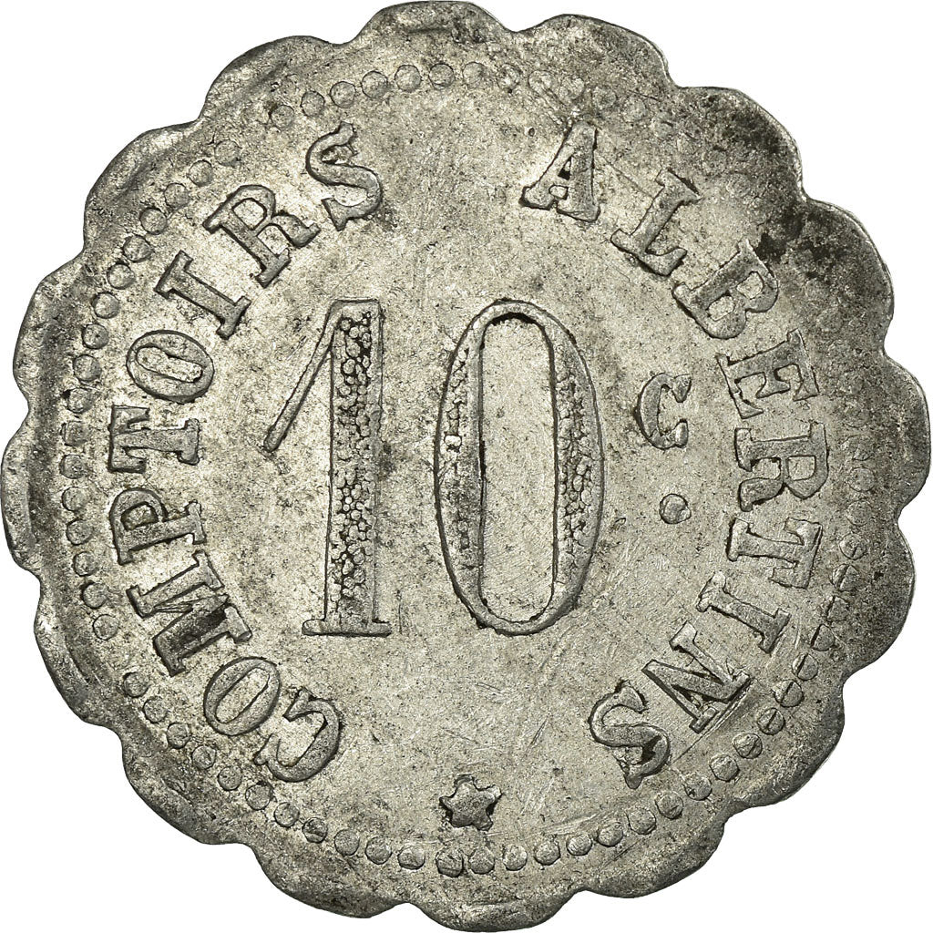 Moeda, França, Comptoirs Albertins, Albert, 10 Centimes, EF(40-45), Alumínio