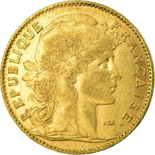 Moneda, Francia, Marianne, 10 Francs, 1909, Paris, MBC, Oro, KM:846