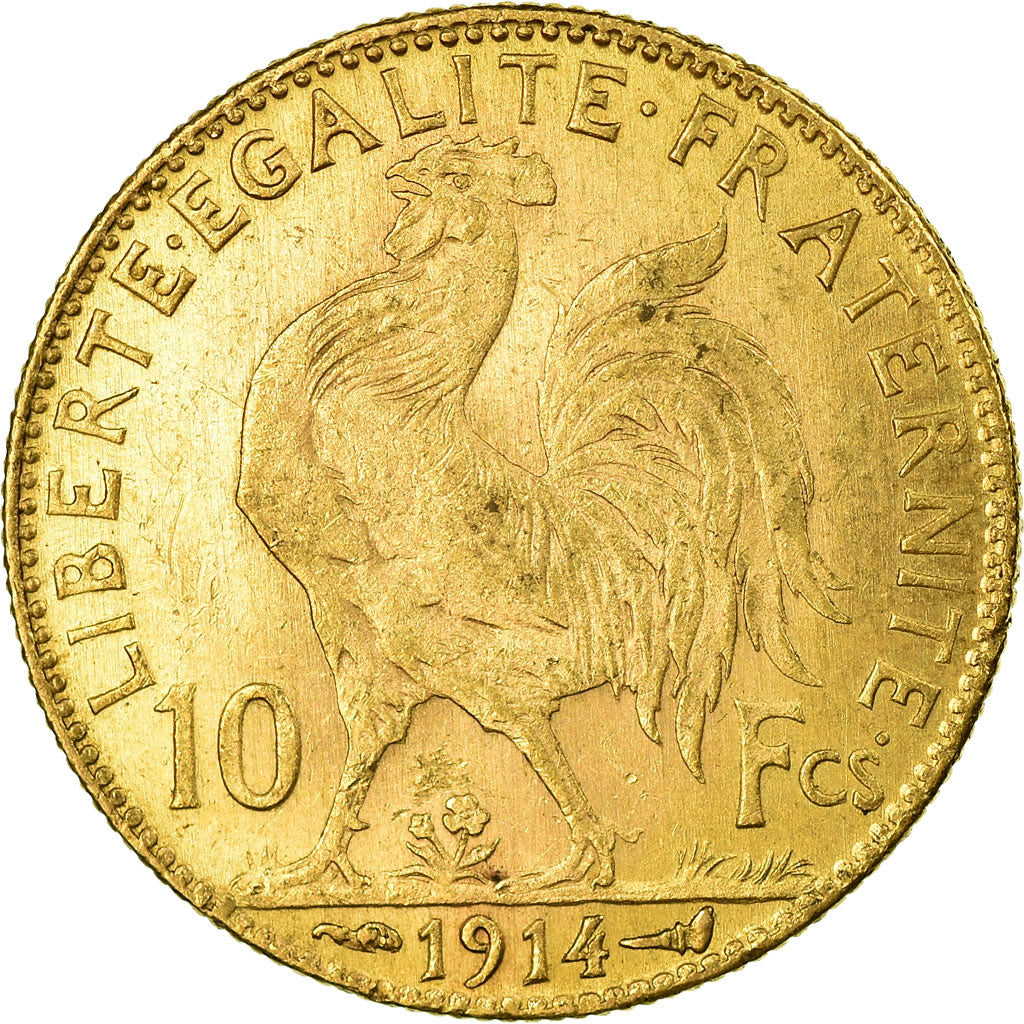 Munten, Frankrijk, Marianne, 10 Francs, 1914, Paris, ZF+, Goud, KM:846