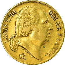 Moneda, Francia, Louis XVIII, 20 Francs, 1818, Lille, MBC, Oro, KM:712.9