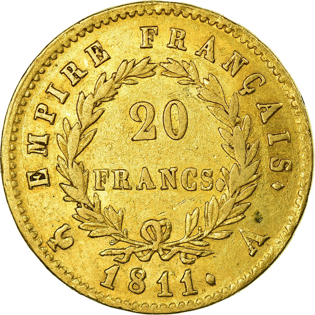 Moneta, Francia, Napoléon I, 20 Francs, 1811, Paris, BB, Oro, KM:695.1