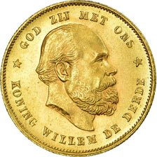 Coin, Netherlands, William III, 10 Gulden, 1879, MS(64), Gold, KM:106