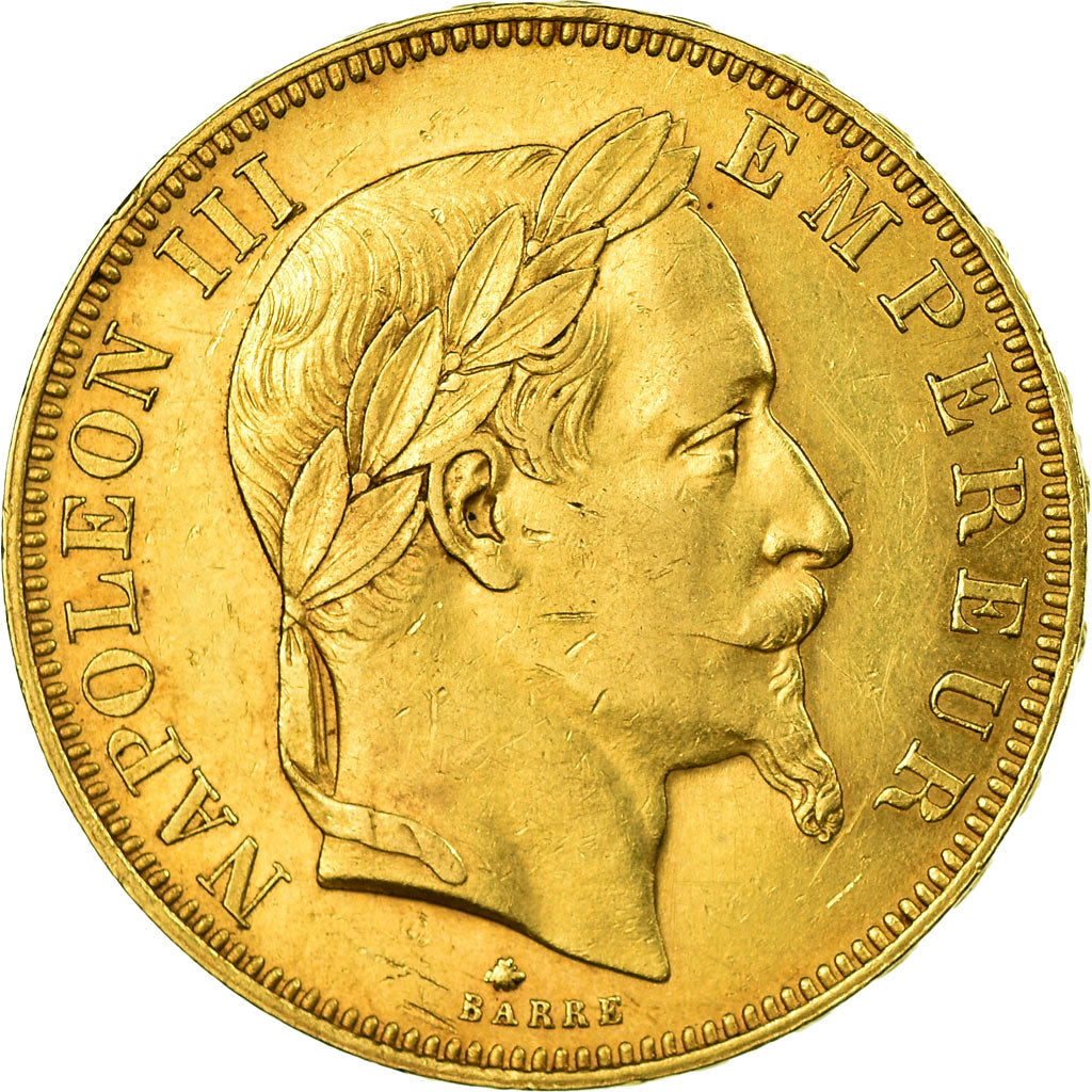 Moneta, Francja, Napoleon III, 50 Francs, 1864, Paris, AU(50-53), Złoto