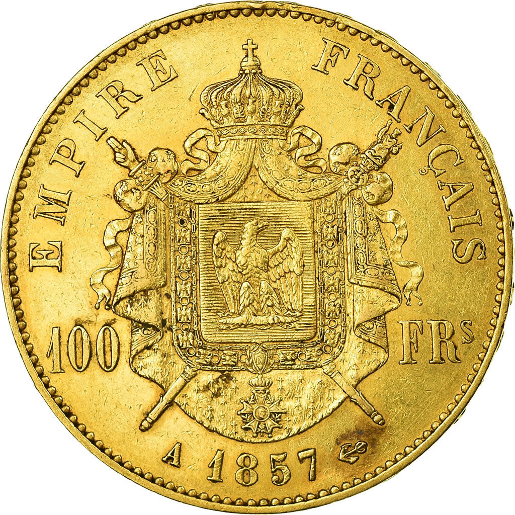 Münze, Frankreich, Napoleon III, 100 Francs, 1857, Paris, SS, Gold, KM:786.1